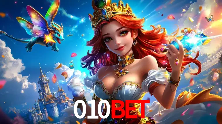 A princesa de um reino de fantasia mágico, com seu pequeno dragão, apresentando um mundo de prêmios encantados nos jogos de caça-níqueis do cassino 010bet.
